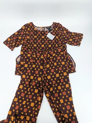 Ashro Brown African American Pride Afia 裤子和束腰上衣套装棕色 M 码 — 第 1/4 张图片