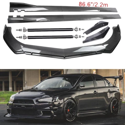 Carbon Fiber Front Bumper Lip Spoiler & Side Skirt For Mitsubishi Lancer GT Foto 1 de 4