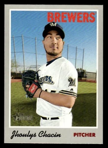 2019 Topps Heritage #31 Jhoulys Chacin Card Milwaukee Brewers - Picture 1 of 2