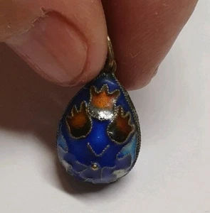 Antiguo colgante China plata esmalte con cadena de plata ¡Excelente! - Imagen 1 de 5