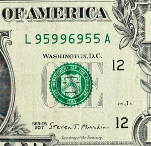 Hohe Seriennummer 95,99 m fast 96 m Roll Over 95996955 Fancy Seriennummer Dollar - Bild 1 von 6