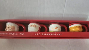 CHRISTMAS EXPRESSO SET MRS CLAUS, SANTA CLAUS, SNOWMAN, CAT ALL 3 OZ CUPS - Picture 1 of 7