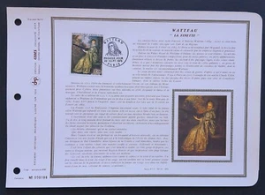 Feuillet DAP 1er jour 112 Soie 1973 Tableau Antoine Watteau Peintre - Picture 1 of 1