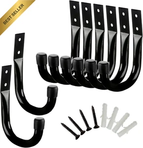 8 Pack Heavy Duty Garage Storage J Hooks Wall Mount Organizer Ladder Bike Tool - Picture 1 of 12