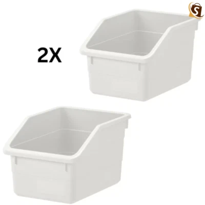 2x IKEA SOCKERBIT White Storage Box 19x26x15cm Durable Plastic Organizer Bin - Image 1 of 4