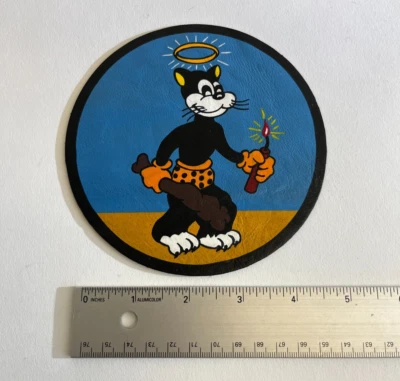 WW2 AAF 24th Bomb Squadron Halo Pintado a Mano Estilo De Colección Chaqueta de Cuero Parche de 5" Foto 1 de 2