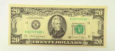 Billete de 20 dólares 1988A* ⭐Billete estrella⭐ gema/nílido AU casi sin circular. Detalles #661 Foto 1 de 2