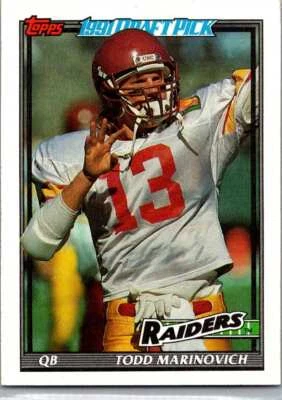 1991 Todd Marinovich #83a Topps Los Angeles Raiders Rookie MFBC #119 - Image 1 of 2