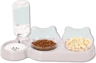 3in1 Futternapf Haustier Katze Hund mit Wasserspender Wassernapf Napf B160 - Bild 1 von 4