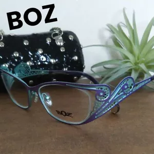 BOZ WARDA Eyeglasses 52□17-136 Color 7024 Purple/Blue Frames W/Case & Bracelet - Picture 1 of 10
