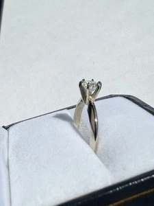 14k White Gold 0.57ct Diamond G.I.A. Solitaire engagement  Ring - Picture 1 of 9