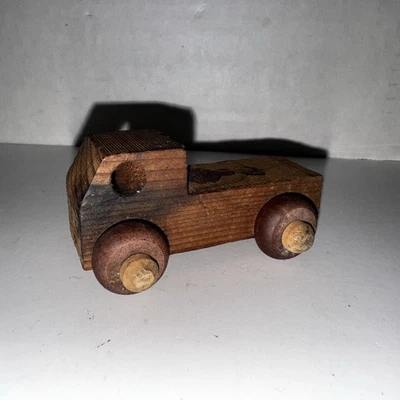 Vintage Handmade Wooden Toy Truck 1950s Maine Folk Art Primitive Car 4.5” - Image 1 of 4