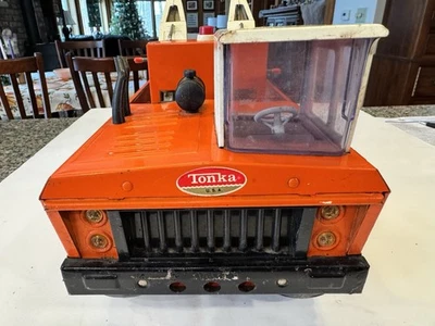 Vintage 1970s Mighty Tonka Double Boom Orange Wrecker AA Tow Truck Nice - Image 1 of 4