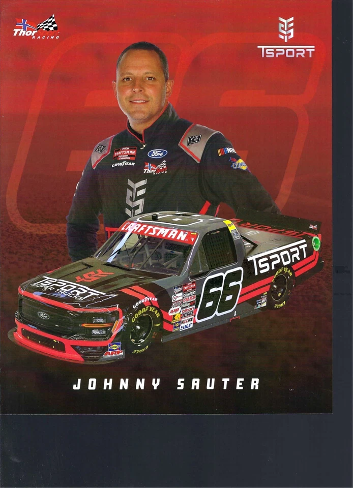 Postal de camión artesanal NASCAR 2025 Johnny Sauter “Tsport” #66 Foto 1 de 1