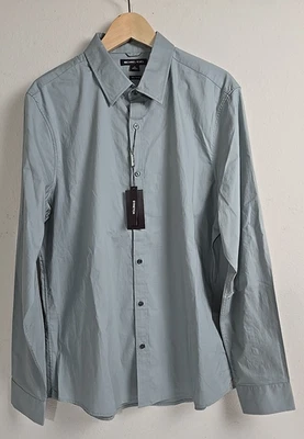 Camisa Michael Kors Mangas Largas Para Hombre XL Gris Calce Ajustado Borde Elastizado Nueva con Etiqueta Foto 1 de 4