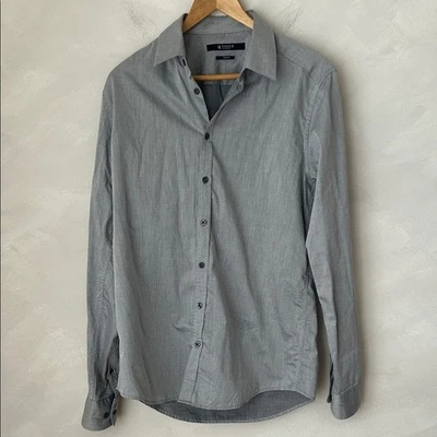 Tiger of Sweden button down shirt Steel 8 grey dot cotton size 41 medium - Image 1 of 4
