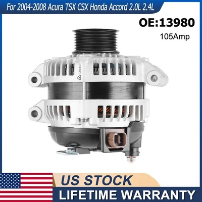 Alternador OEM 13980 para Honda Civic CR-V 2007-11 2004-08 Acura CSX TSX 2,0 2,4 L Foto 1 de 4