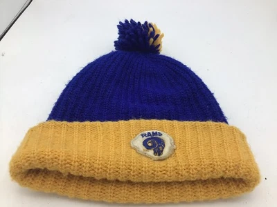 De colección LA Los Angeles Rams NFL Tejido Invierno Pom Gorro Gorra Azul Amarillo K4 Foto 1 de 3