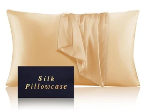 Silk Pillowcase 2 Pack, Champagne Silky and Soft Pillow Covers, Standard Size... - Picture 1 of 7