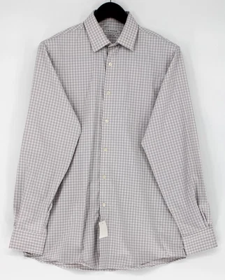 Camisa J M Haggar Para Hombre 15-15.5 34/35 Beige Claro A Cuadros Ajuste Clásico Botón Delantero Foto 1 de 4