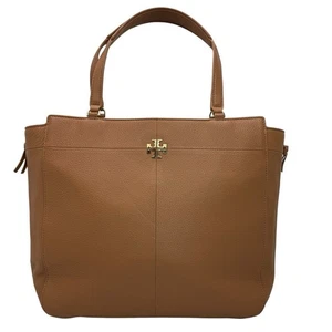 Tory Burch Ivy Side-Zip Expandable Pebbled Leather Tote Bag - Camel Color - Bild 1 von 16