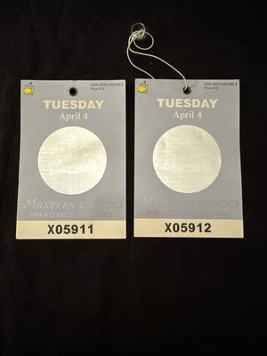 2000 年大师队高尔夫练习车道门票 - 奥古斯塔国家队 GC - Vijay Singh 获胜 — 第 1/2 张图片