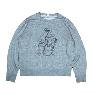 Sudadera Uniqlo x Kaws Plaza Sésamo Para Hombre Gris Mediana Estampado Gráfico Pullover Foto 1 de 4