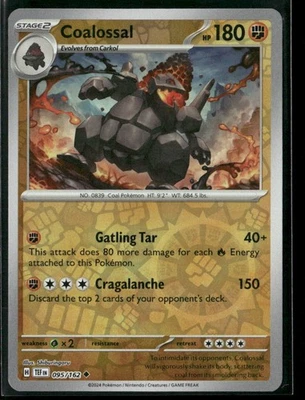 Pokemon Coalossal #095/162 SV05: Temporal Forces Uncommon NM Reverse Holo - Image 1 of 2