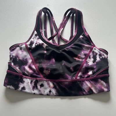 Lululemon Sports Bra Size 4 Sports Workout Gym Colorful Strappy Purple Tie Dye - Image 1 of 4
