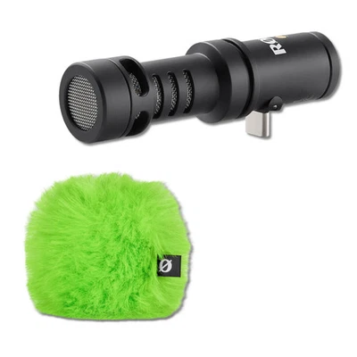 Micrófono USB Rode VideoMic Me-C+ con parabrisas verde Rode WS9 Foto 1 de 4