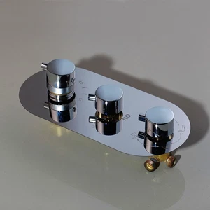 Chrome Durable Brass Shower Diverter Thermostatic Mixer 3 Handles Control Valve& - Picture 1 of 7