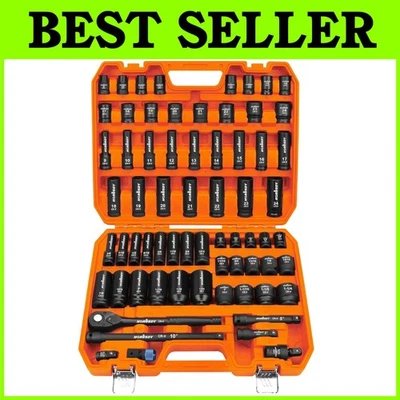 Professional 1/2-Inch Drive Socket Set, 8-24mm & 3/8"-1-1/4" - image 1 of 4