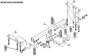 Barra de remolque cuello de cisne para Toyota Corolla 4D E18 (2013-2019) T-128 Foto 1 de 4