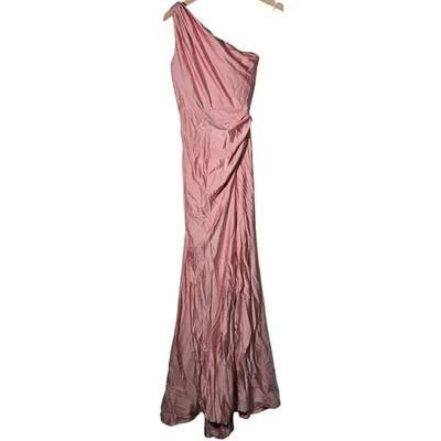 Vestido de sirena Cynthia & Sahar de un hombro con capucha trasera elástico satinado XS CS104 Foto 1 de 4