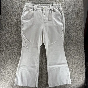 Judy Blue High Waist Flare Jeans Womens 24W White Frayed Raw Hem Wide Leg New - Picture 1 of 14