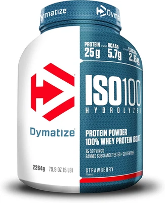 Dymatize ISO 100 2264g Erdbeere – Hydrolyzed Whey Isolat Proteinpulver - Bild 1 von 4
