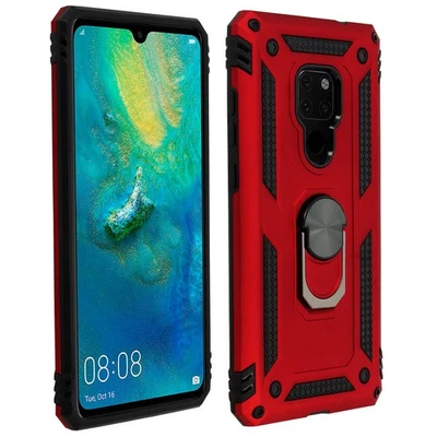 Coque Huawei Mate 20 Bi matière Rigide Souple Bague Support Vidéo rouge - Photo 1/4