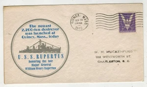 US NAVY 1945 DESTROYER USS MAJOR GENERAL WILLIAM RUPERTUS LAUNCHED QUINCY MASS - Picture 1 of 1