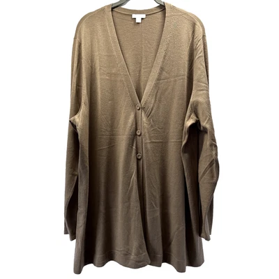 Cárdigan suéter para mujer Jill 2X marrón liso mezcla de lana con botones mangas largas Foto 1 de 4