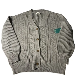 The Commons Cabled Oversized Cardigan Sweater Womens L Grey Knitwear - Picture 1 of 5