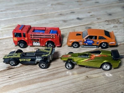 4 piezas de colección 1976 Hot Wheels Fire Eater Jet Sweep Flat Out Formula P.A.C.K. Foto 1 de 4