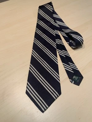 Corbata para hombre Lauren Ralph Lauren azul N blanco patrón geométrico, seda, RN #41381  Foto 1 de 4