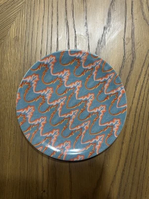 Anthropologie Chelsea Canape Geo Plate Turquoise Geometric Side Dish - Image 1 of 3