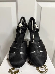 Aris Allen Women's 1930s Black Satin Low Heel Dance Shoes Closed Round Toe 9.5 - Picture 1 of 7