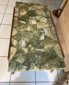 Grüner Onyx Achat Stein Couchtischplatte | Achat Mitte Wohnzimmer Tischplatte - Bild 1 von 3