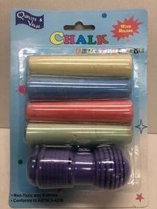 KIDS JUMBO SIZE CHALK, 4 COLOURS, with CHALK HOLDER,NO WORRIES FOR BROKEN PIECES - Picture 1 of 3