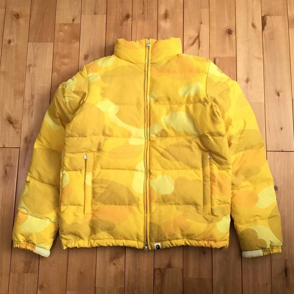 BAPE Giant camo yellow Puffer Down Jacket a bathing ape NIGO Size M used 2504SM - Image 1 of 4