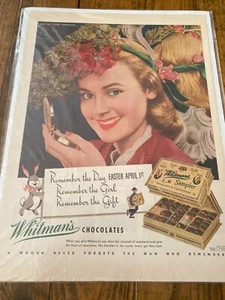 Vintage 1946 Whitman's Chocolate Woman Wearing John Fredericks Hat Easter ad - Picture 1 of 1