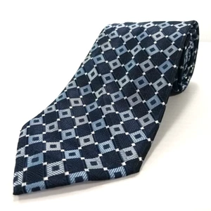 Covington Luxury Narrow Tie Blue Woven Geometric Pattern Necktie 58" x 3.5" - Picture 1 of 7