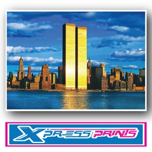 Póster estampado de las Torres Gemelas Nueva York World Trade Center puesta de sol Manhattan talla A3 A4 - Imagen 1 de 9